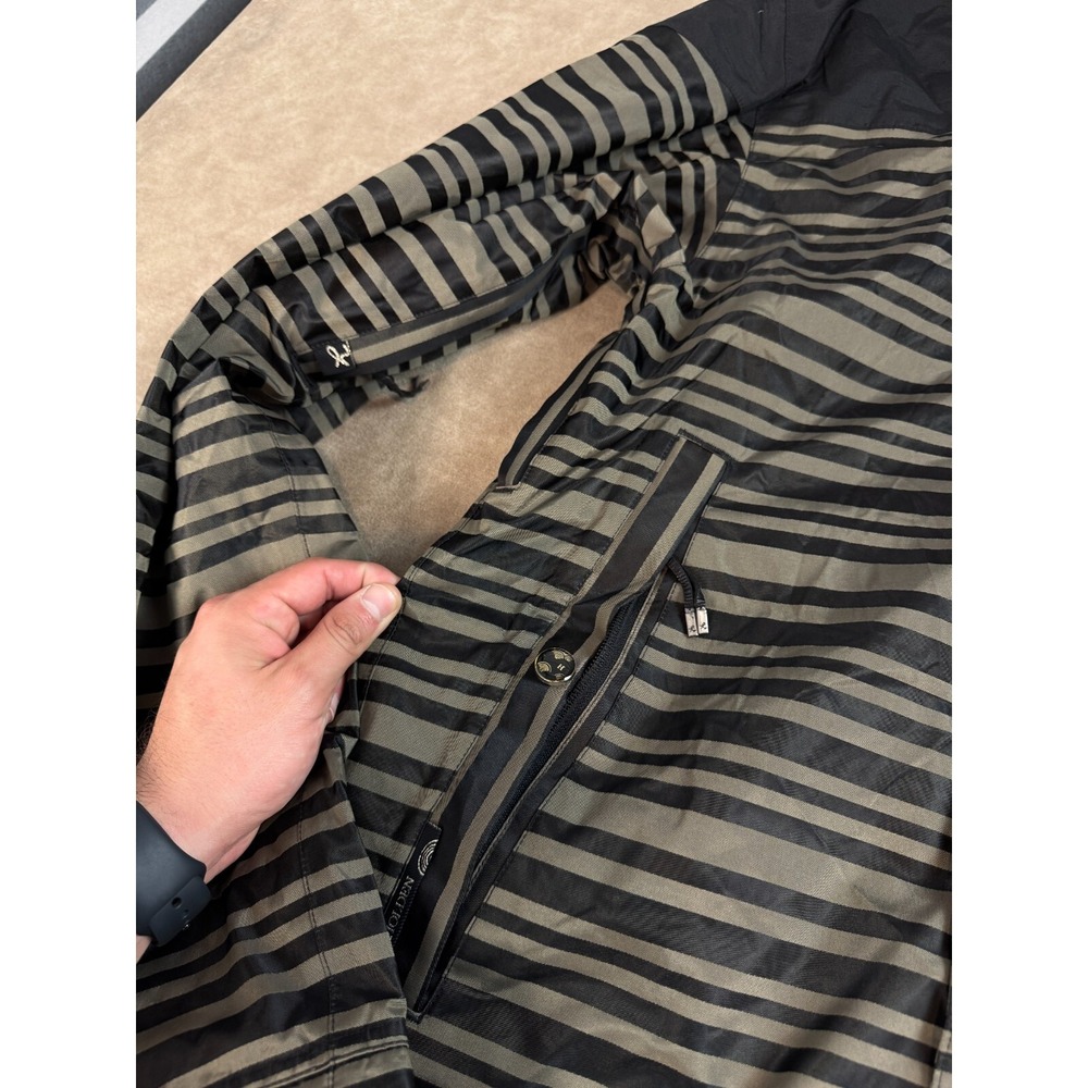 NWT Holden Mens Weston Stripe Waterproof Hooded Jacket Zip Pockets Black XL - Picture 3 of 12